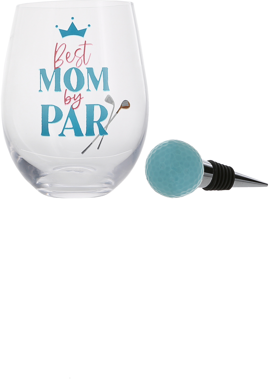 Best Mom by Queen of the Green - MHS - Best Mom - Bottle Stopper and 18 oz Stemless Gift Set