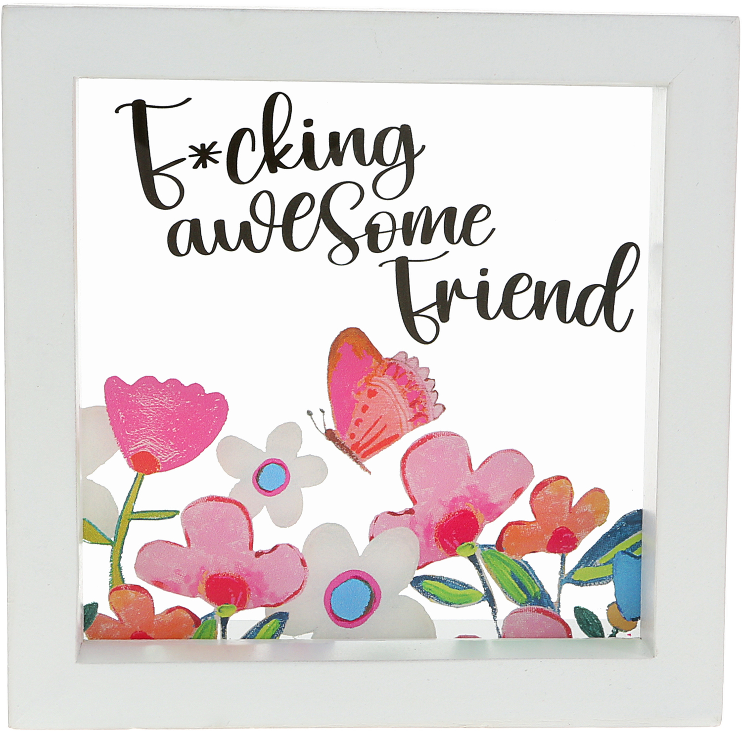 Awesome Friend by Pretty Happy Girl - Awesome Friend - 5" x 5" Framed Glass Plaque