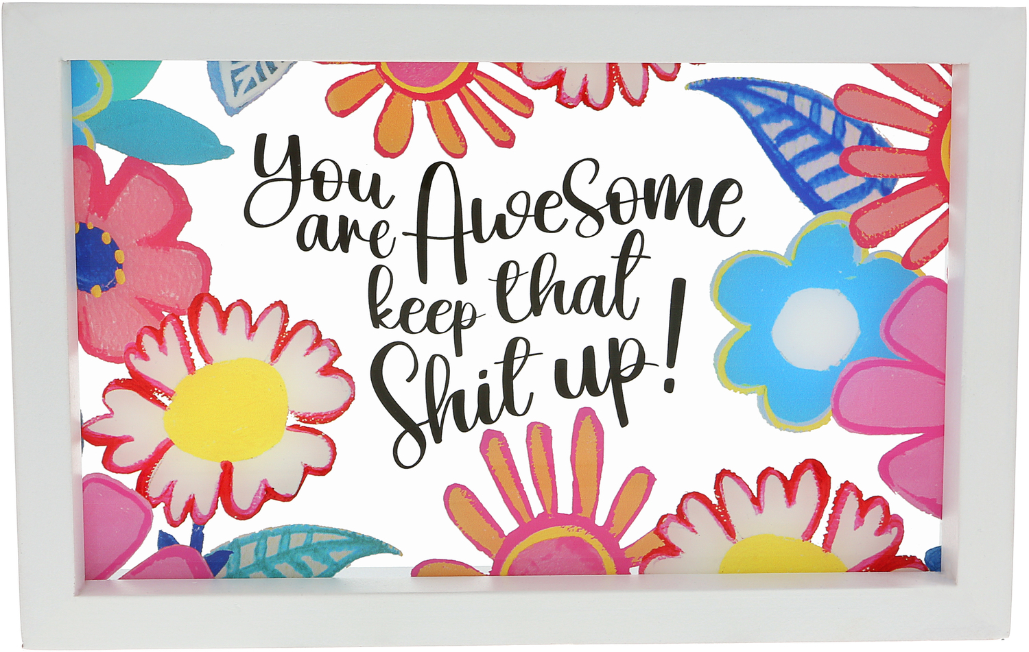 You Are Awesome by Pretty Happy Girl - You Are Awesome - 8.5" x 5.5" Framed Glass Plaque