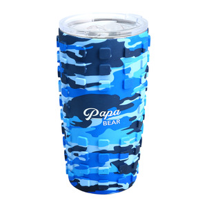 Papa Bear by Camo Community - 20 oz Travel Tumbler with 3D Silicone Wrap
