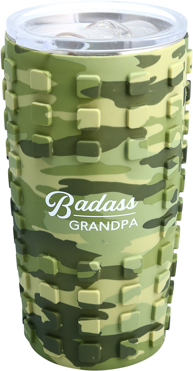 Badass Grandpa by Camo Community - Badass Grandpa - 20 oz Travel Tumbler with 3D Silicone Wrap