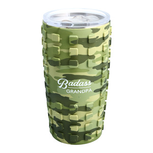 Badass Grandpa by Camo Community - 20 oz Travel Tumbler with 3D Silicone Wrap