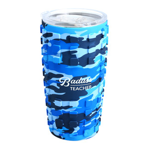 Badass Teacher by Camo Community - 20 oz Travel Tumbler with 3D Silicone Wrap