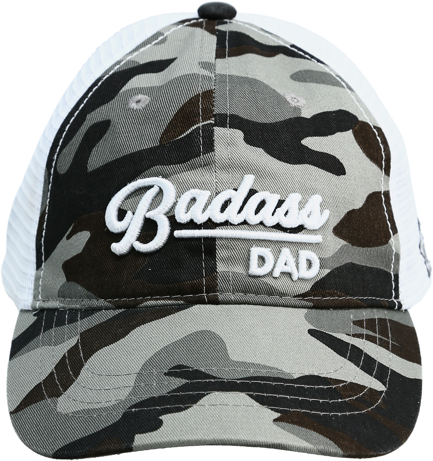 Badass Dad by Camo Community - Badass Dad - Gray Camo Adjustable Mesh Hat