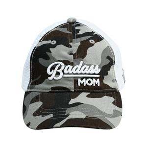 Badass Mom by Camo Community - Gray Camo Adjustable Mesh Hat
