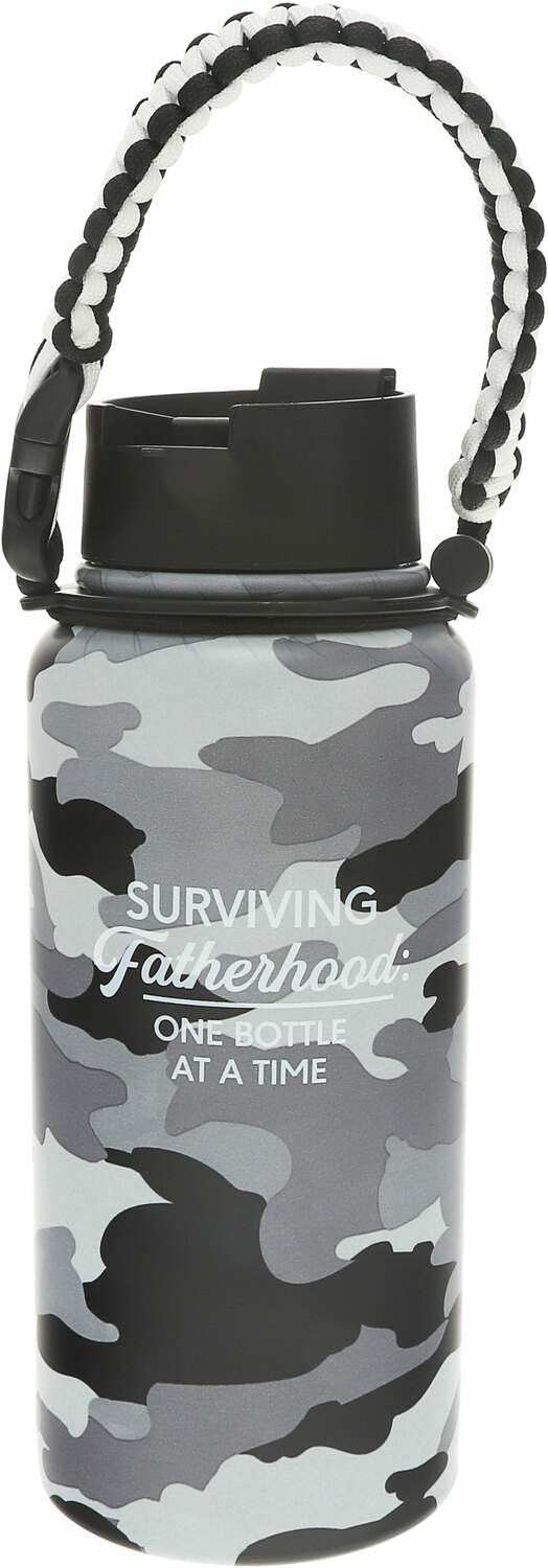Fatherhood by Camo Community - Fatherhood - 32 oz Stainless Steel Water Bottle with Paracord Survival Handle
