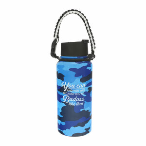 Badass by Camo Community - 32 oz Stainless Steel Water Bottle w/Paracord Survival Handle