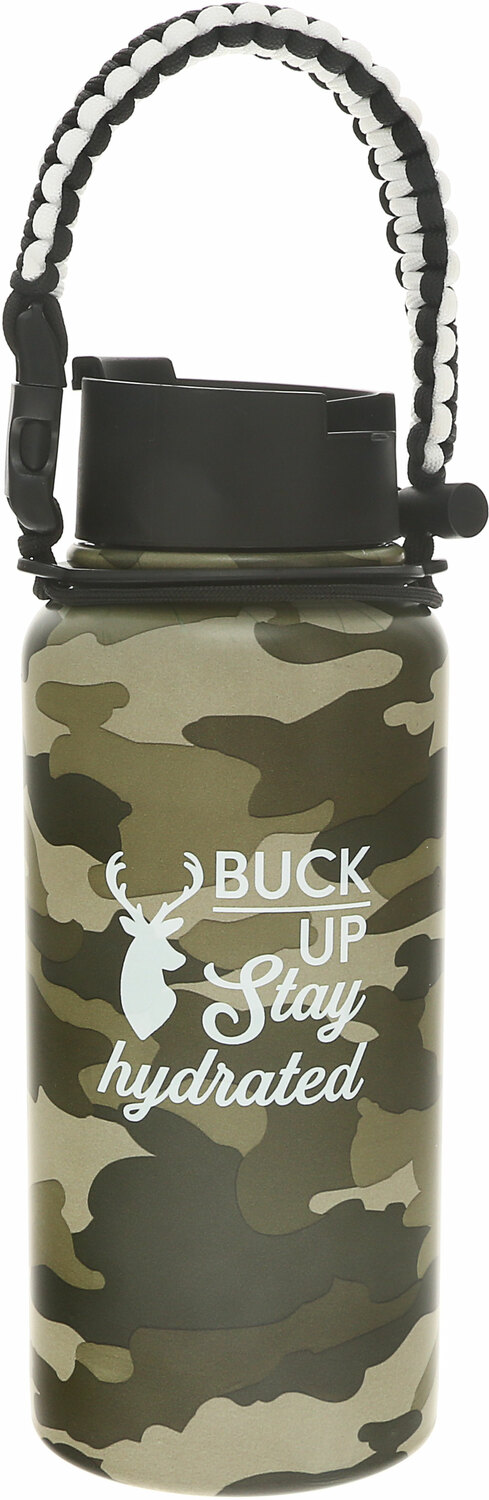 Buck Up, 32 oz Stainless Steel Water Bottle w/Paracord Survival Handle -  Camo Community - Pavilion