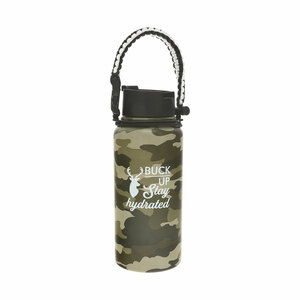 Buck Up by Camo Community - 32 oz Stainless Steel Water Bottle with Paracord Survival Handle