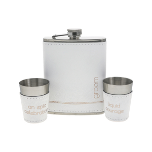 Groom by Love Grows - One 8oz Flask & Two 1.5oz Shot Glasses in a Gift Box