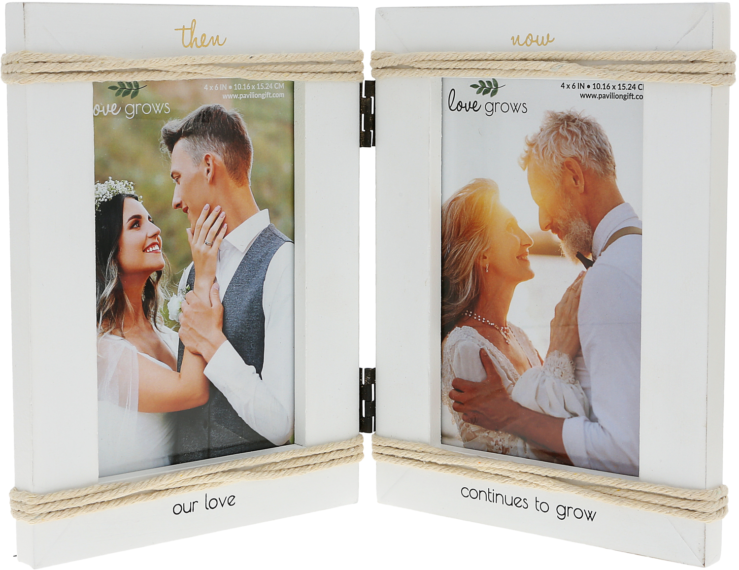 Then & Now by Love Grows - Then & Now - 5.5" x 7.5" Hinged Frame
(Holds 2 - 4" x 6" Photos)