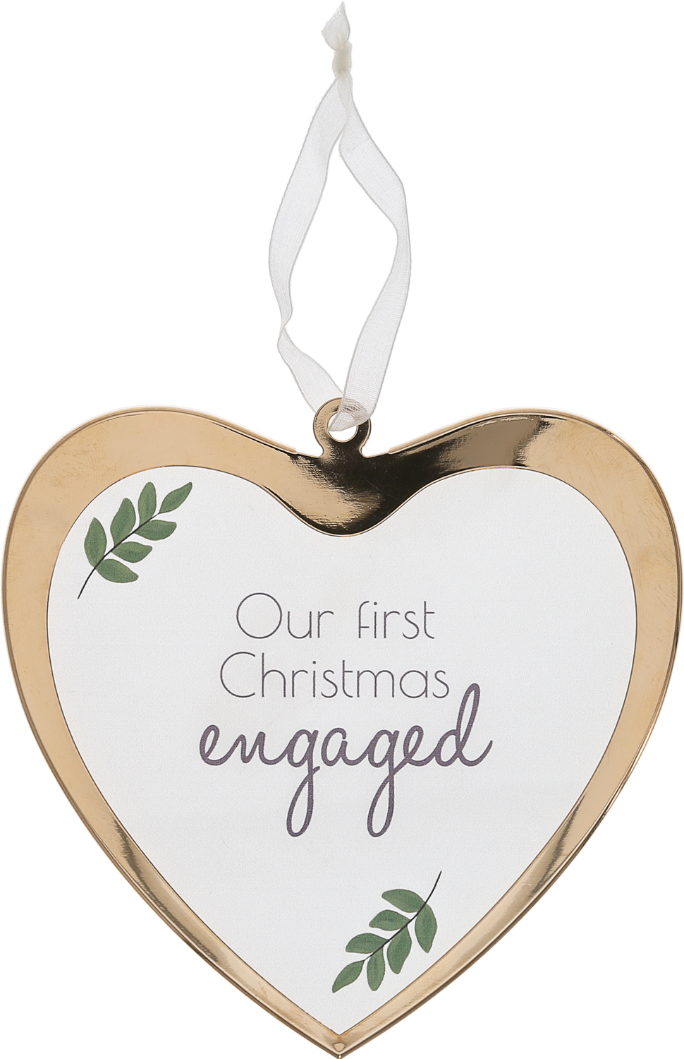 First Christmas Engaged by Love Grows - First Christmas Engaged - 4.75" Glass Ornament