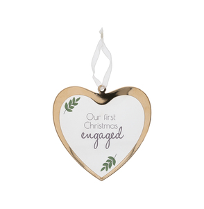 First Christmas Engaged by Love Grows - 4.75" Glass Ornament