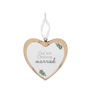 First Christmas Married by Love Grows - 4.75" Glass Ornament
