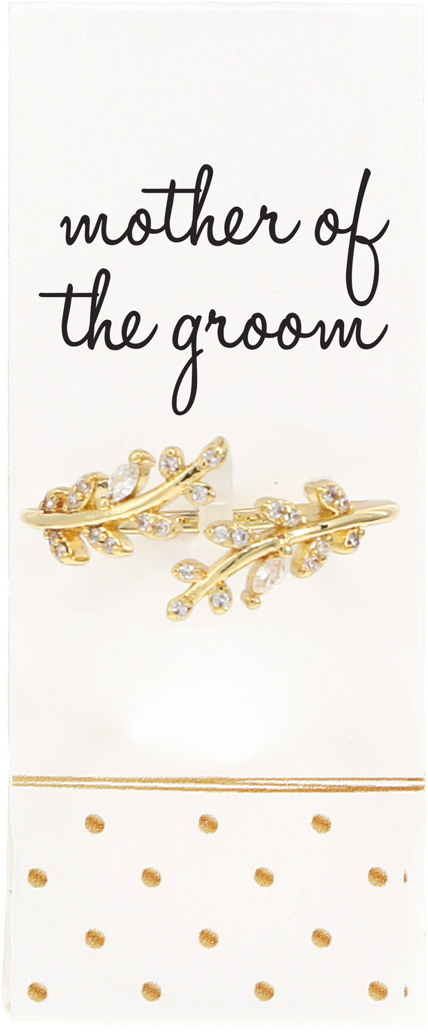 Mother of the Groom - White Zircon Leaf by Love Grows - Mother of the Groom - White Zircon Leaf - Adjustable 14K Gold Plated Ring