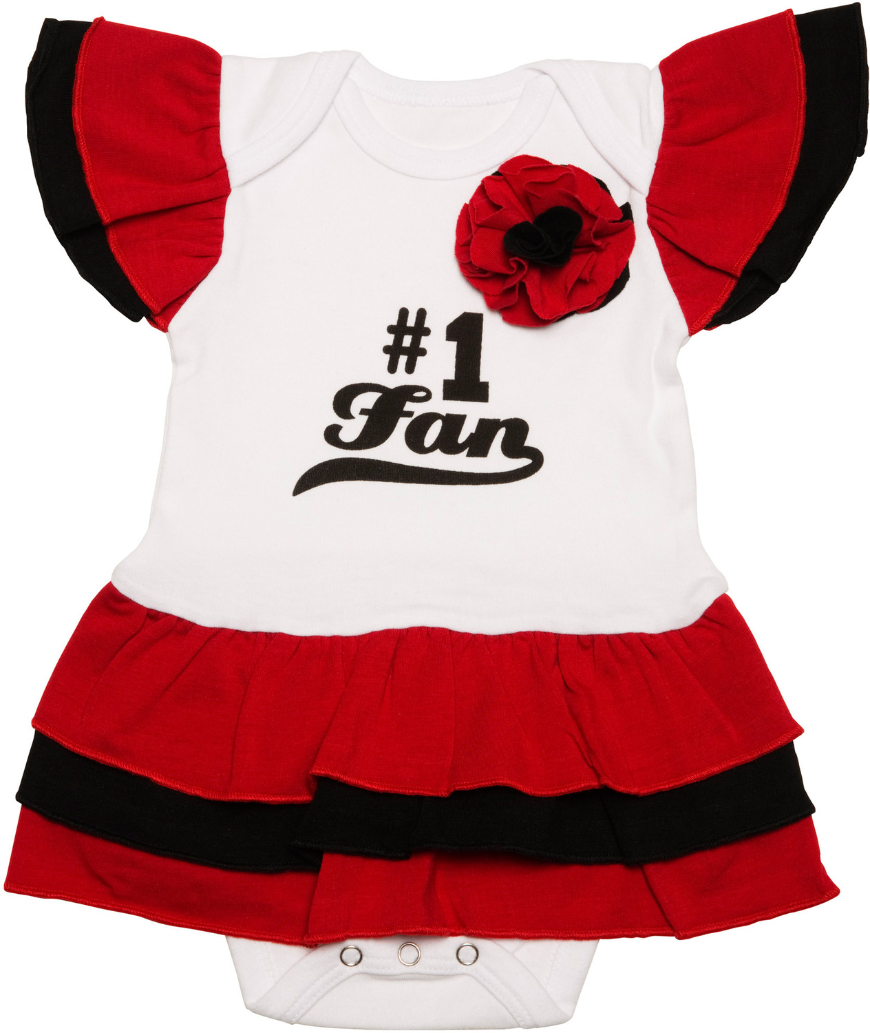 Red & Black by Itty Bitty & Pretty - Red & Black - #1 Fan Onesie Dress (0-6 Months)
