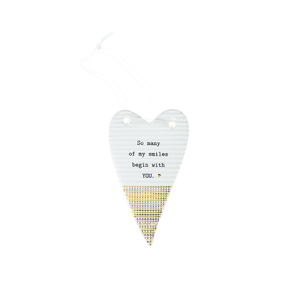 Many Smiles by Thoughtful Words - 4" Hanging Heart Plaque