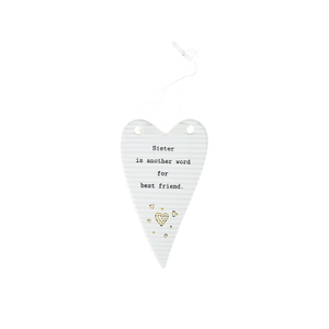 Sister by Thoughtful Words - 4" Hanging Heart Plaque