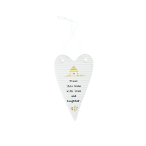 Bless this Home by Thoughtful Words - 4" Hanging Heart Plaque