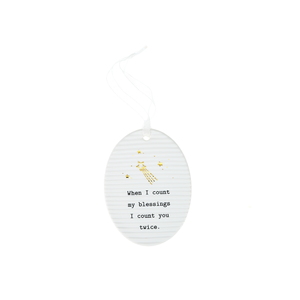 I Count You Twice by Thoughtful Words - 3.5" Hanging Oval Plaque