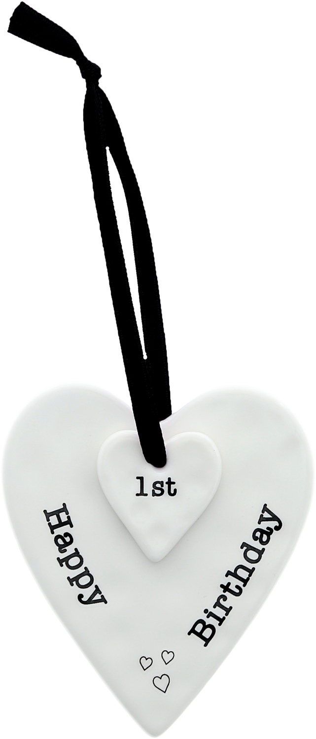 Happy 1st Birthday by Sentimental Home - Happy 1st Birthday - 3" Ceramic Keepsake Heart Plaque