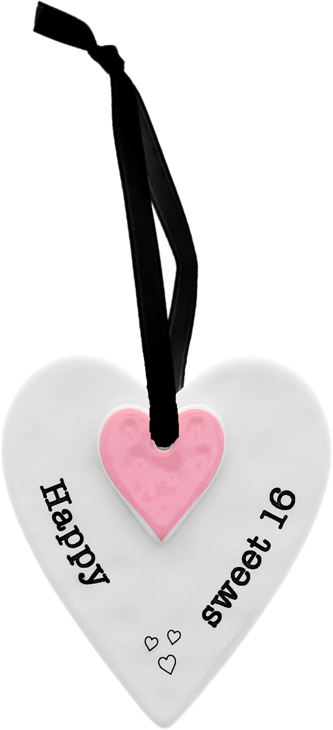 Happy Sweet 16   by Sentimental Home - Happy Sweet 16   - 3" Ceramic Keepsake Heart Plaque