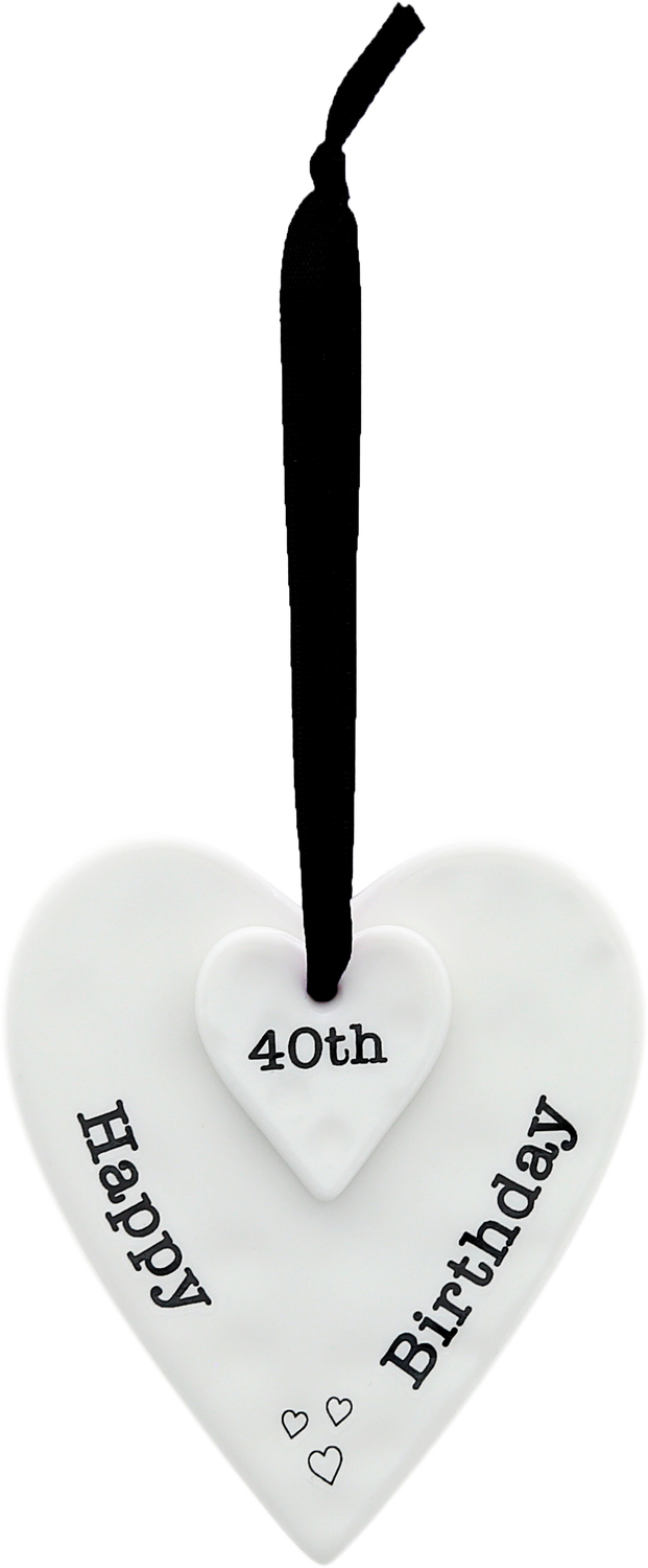 Happy 40th Birthday by Sentimental Home - Happy 40th Birthday - 3" Ceramic Keepsake Heart Plaque