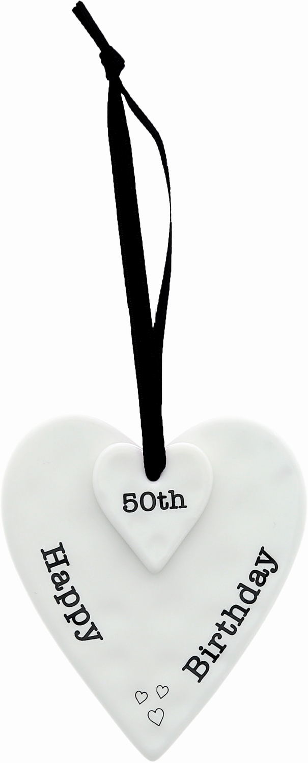 Happy 50th Birthday by Sentimental Home - Happy 50th Birthday - 3" Ceramic Keepsake Heart Plaque