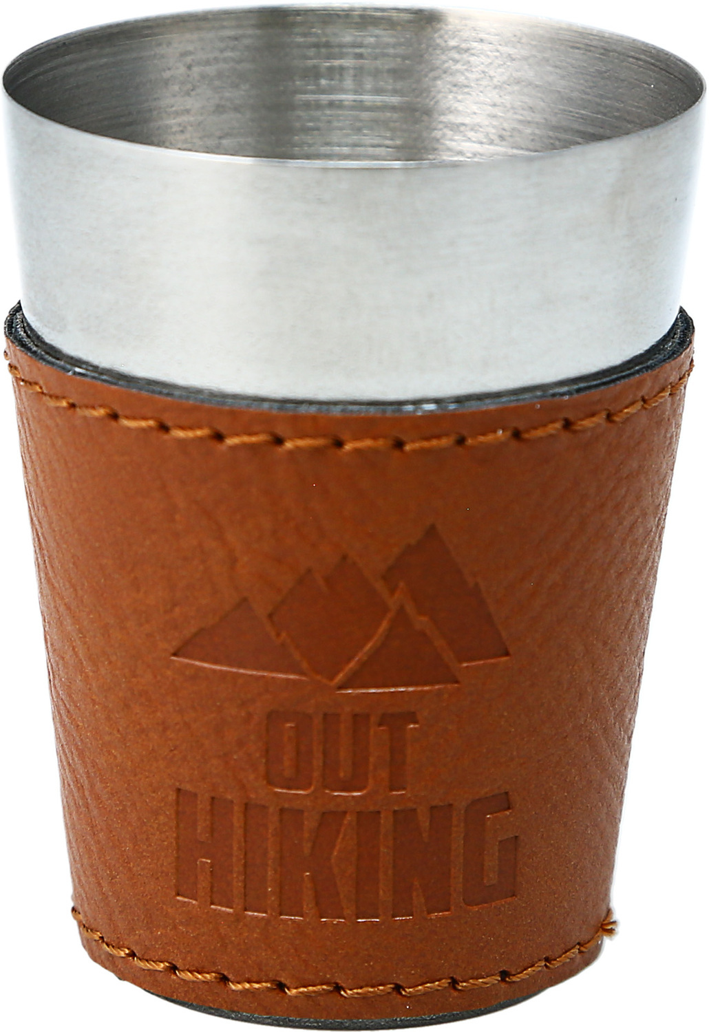 Out Hiking by Man Out - Out Hiking - Stainless Shot Glass with Sleeve