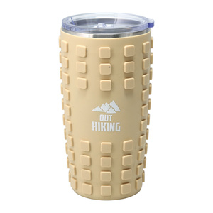 Out Hiking by Man Out - 20 oz Travel Tumbler with 3D Silicone Wrap