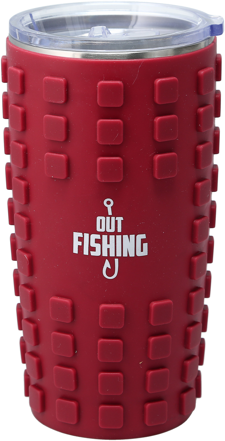 Out Fishing by Man Out - Out Fishing - 20 oz Travel Tumbler with 3D Silicone Wrap