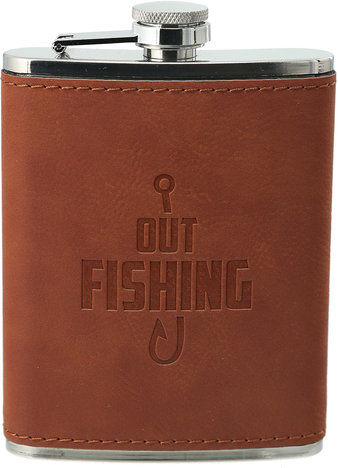 Out Fishing by Man Out - Out Fishing - PU Leather & Stainless Steel 8 oz Flask