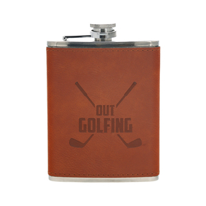 Out Golfing by Man Out - PU Leather & Stainless Steel 8 oz Flask