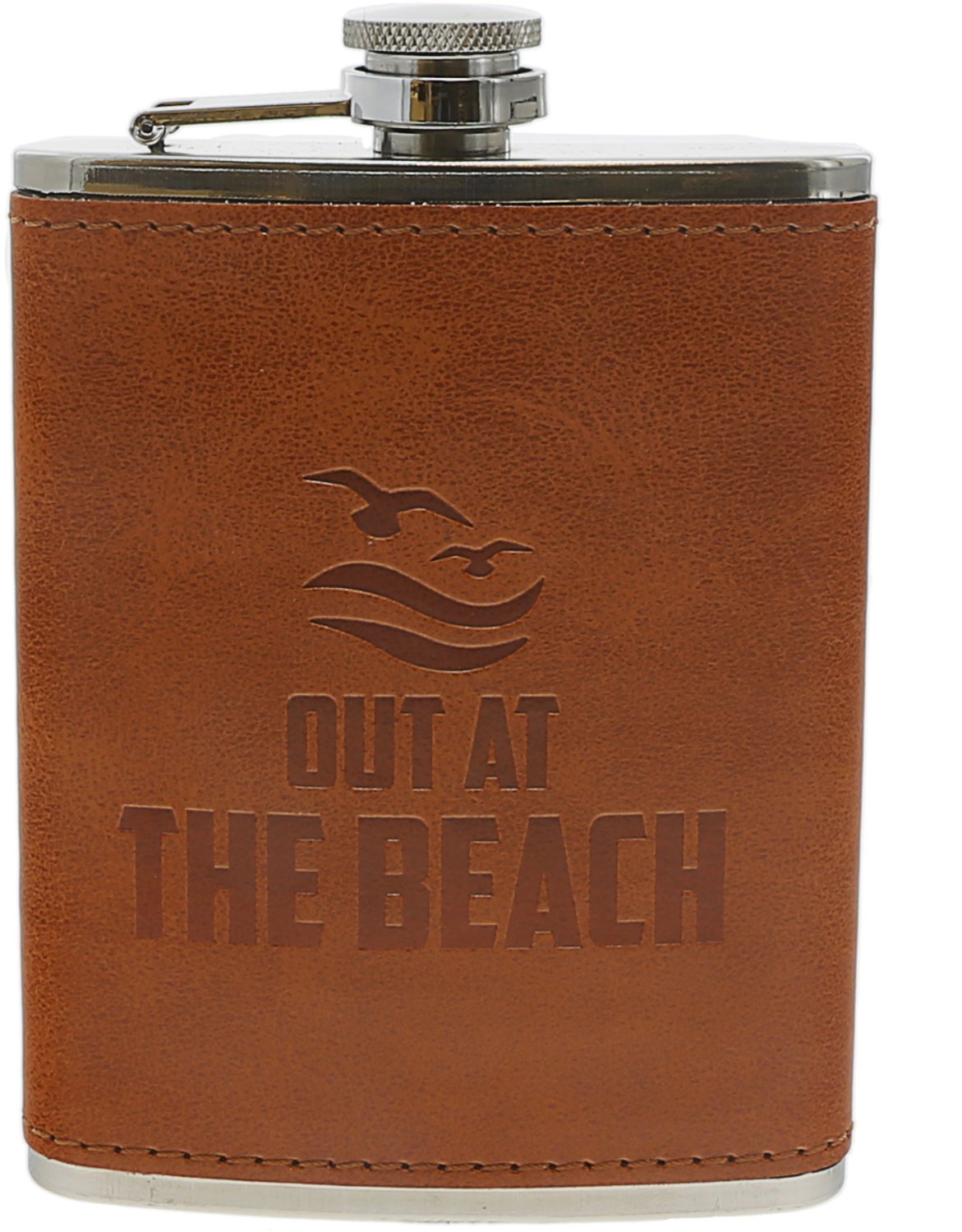 Out at the Beach by Man Out - Out at the Beach - PU Leather & Stainless Steel 8 oz Flask