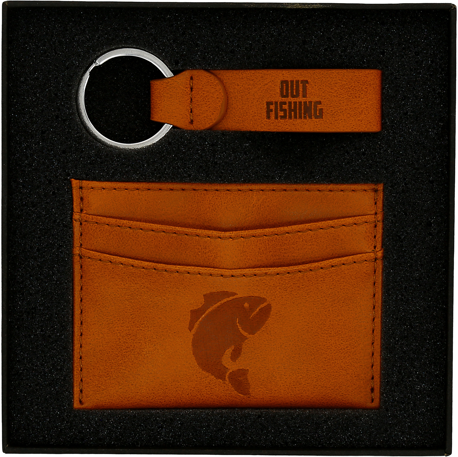 Fishing by Man Out - Fishing - PU Leather Keyring & Wallet Set