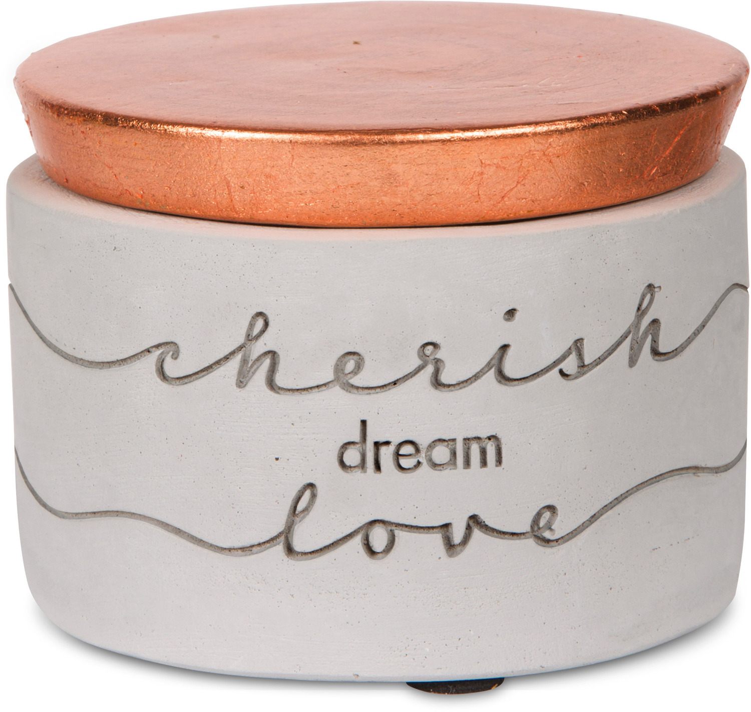 Cherish, Dream, Love by Sweet Concrete - Cherish, Dream, Love - 3" x 2.25" Cement Keepsake Box