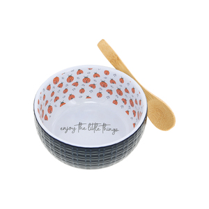 Little Things by Grateful Garden - 4.5" Ceramic Bowl with Bamboo Spoon