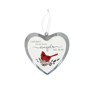 Cardinals Appear by Always by Your Side - 4.75" Mirrored Glass Ornament