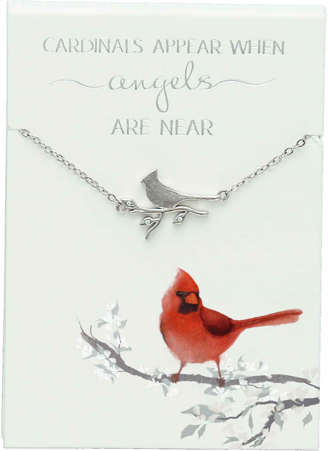 Cardinals Appear by Always by Your Side - Cardinals Appear - 16.5"-18.5" Silver Plated Necklace with Cubic Zirconia Stones