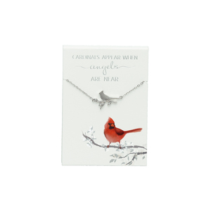 Cardinals Appear by Always by Your Side - 16.5"-18.5" Silver Plated Necklace with Cubic Zirconia Stones