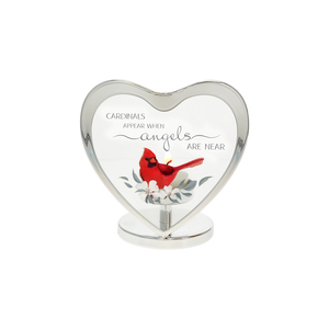 Cardinals Appear by Always by Your Side - 5" Glass Heart Tea Light Holder