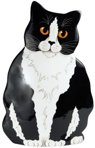 Jacquelyn - Tuxedo by Rescue Me Now - 11.5" Large Cat Vase