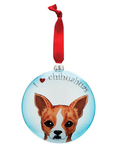 Peanut - Chihuahua by Rescue Me Now - 5" Glass Christmas Ornament