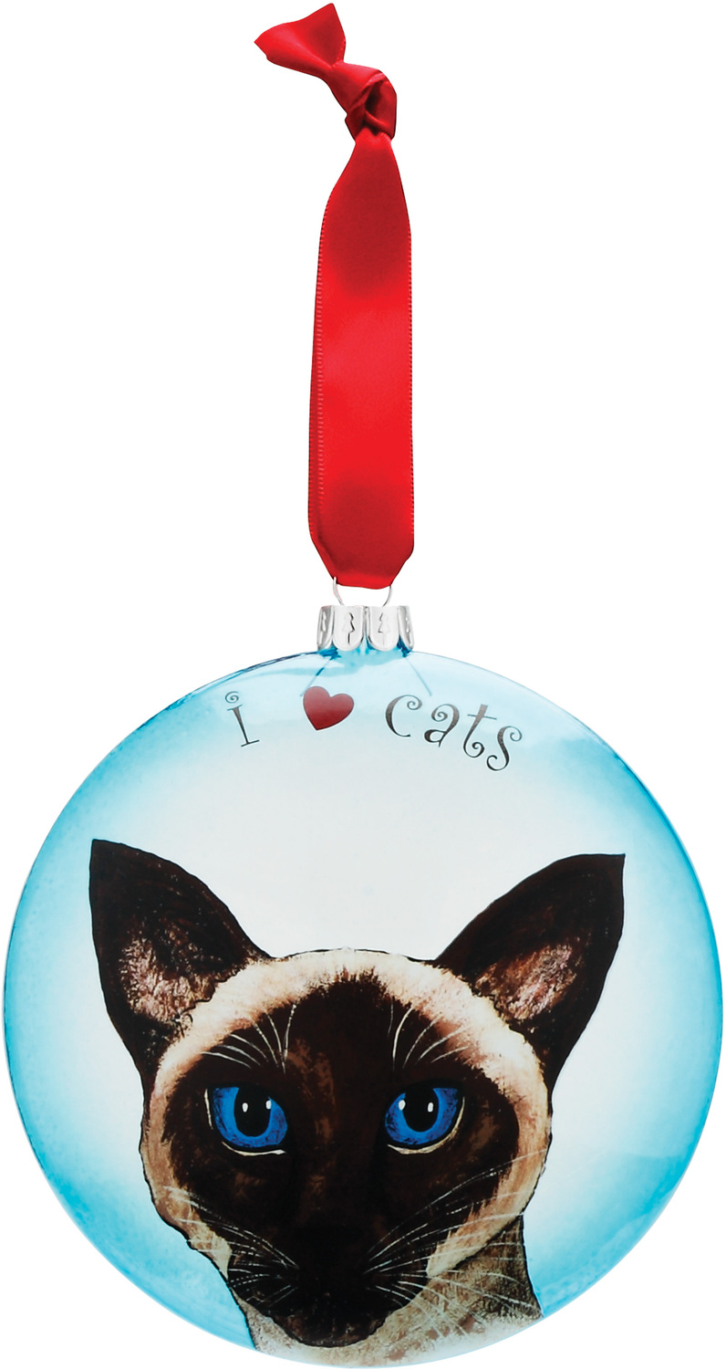 Theo - Siamese Cat by Rescue Me Now - Theo - Siamese Cat - 5" Glass Christmas Ornament