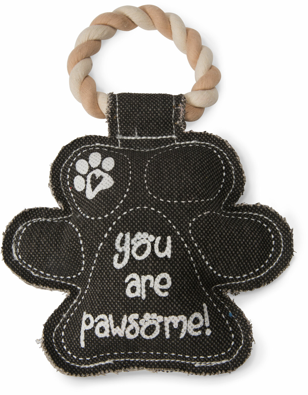Pawprint by Pavilion's Pets - You are Pawesome Paw Shaped Sturdy Canvas Tug of War Dog Toy