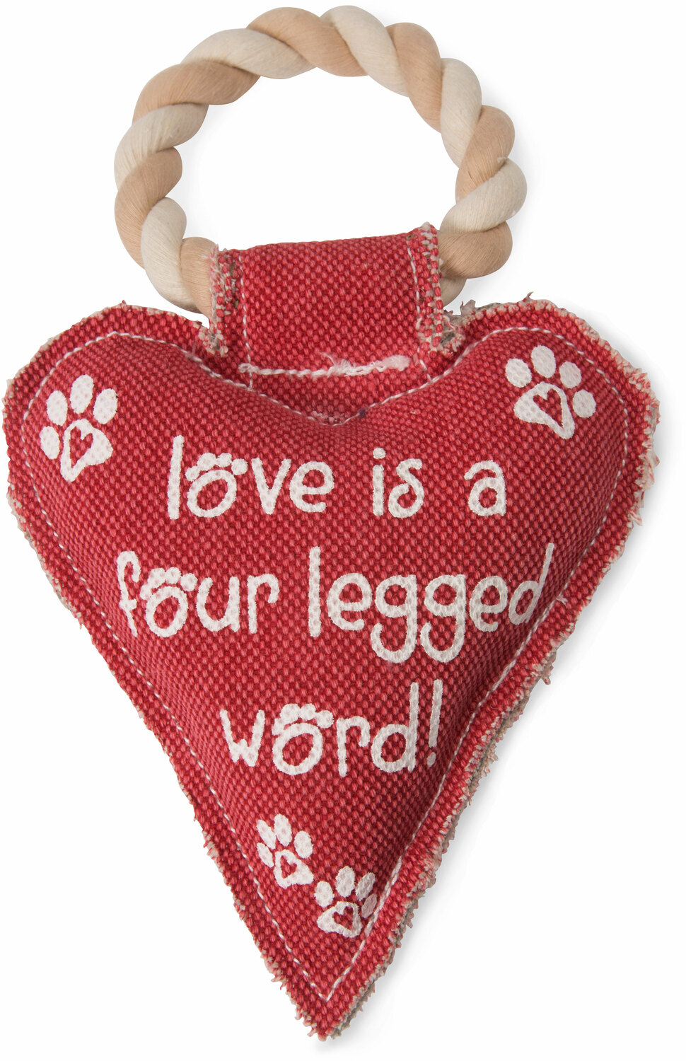 Heart Love by Pavilion's Pets - Love is a Four Legged Word Heart Shaped Sturdy Canvas Tug of War Dog Toy