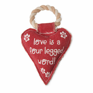 Heart Love by Pavilion's Pets - 10" Canvas Dog Toy on Rope
