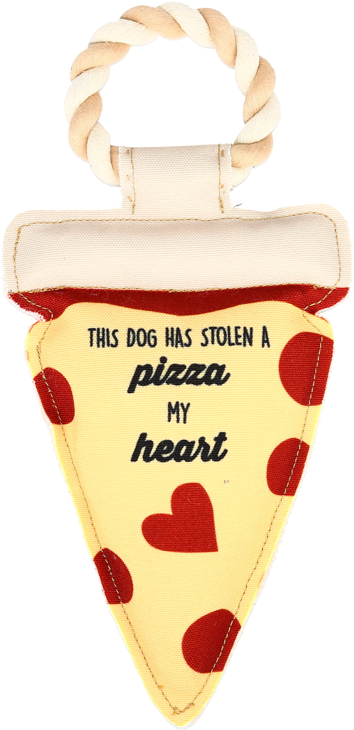 Pizza My Heart by Pavilion's Pets - Pizza My Heart - 13" Canvas Dog Toy on Rope
