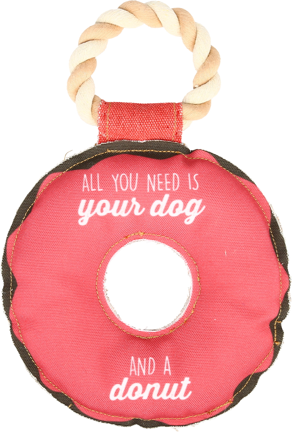 Dog and a Donut by Pavilion's Pets - Dog and a Donut - 10.75" Canvas Dog Toy on Rope