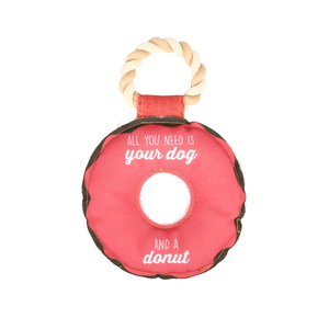 Dog and a Donut by Pavilion's Pets - 10.75" Canvas Dog Toy on Rope